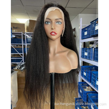 Cheap Kinky Straight Hair Lace Front Wig Raw Indian Human Hair Wigs For Black Women Cuticle Aligned Hair Remy Lace Wig Plucked